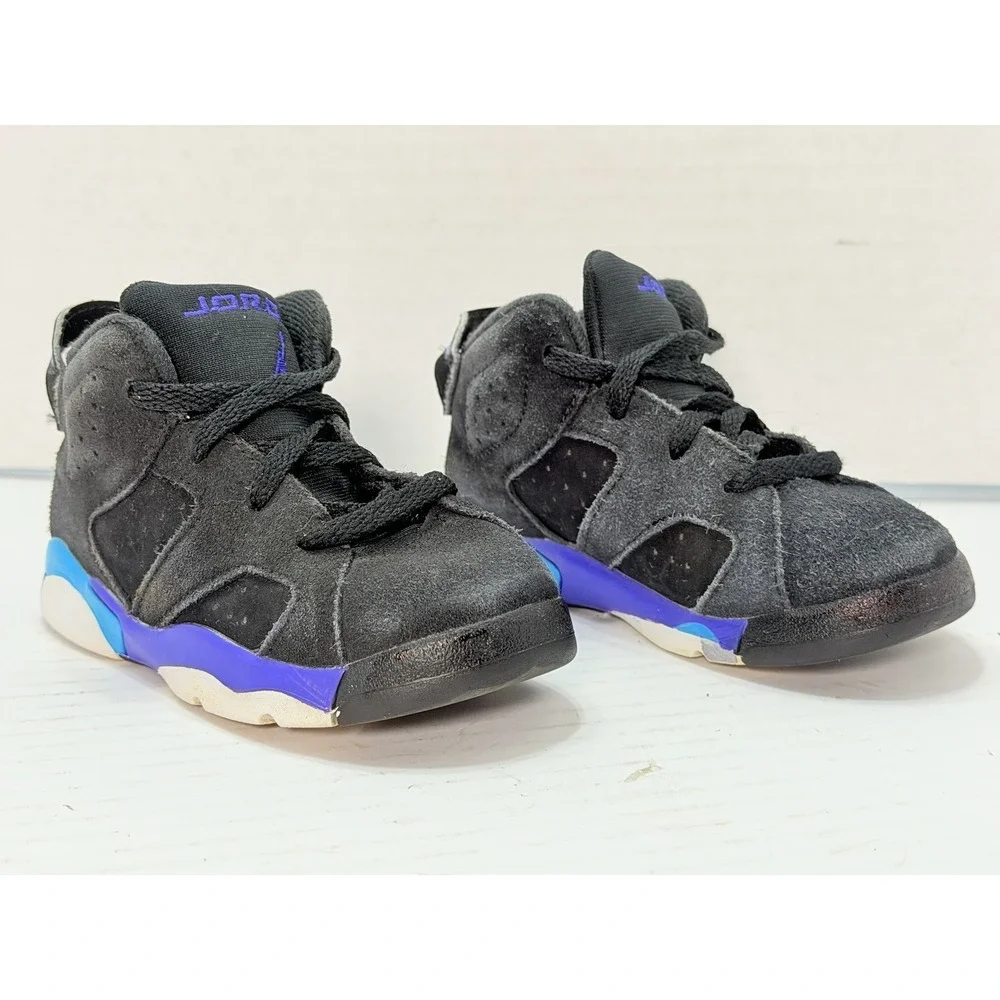 Nike Jordan 6 Retro Aqua TD Size 8C Black Purple Sneaker Shoe Toddler DV3606-004
